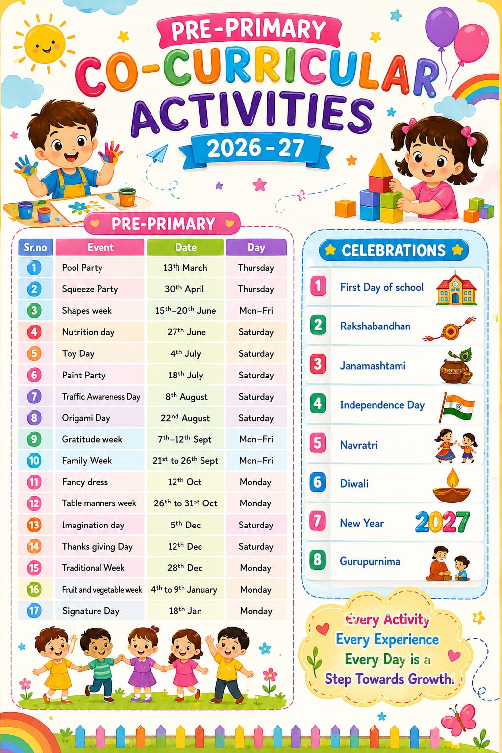 Pre-Primary Activities 2026–27